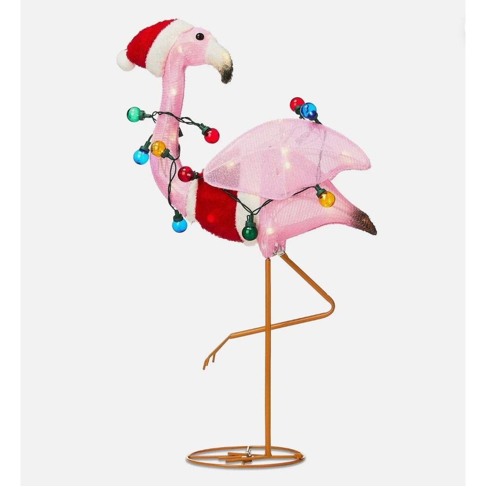 FLAMINGO 2.75 Ft Fabric Light‎ Holiday Time Christmas Outdoor Indoor NEW IN BOX